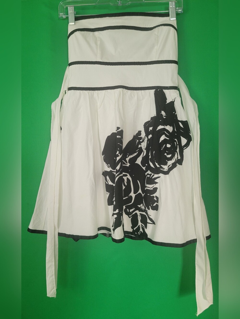Speechless White Strapless Dress Black Rose Floral Beach Boho Wedding Sz 5 Y2k